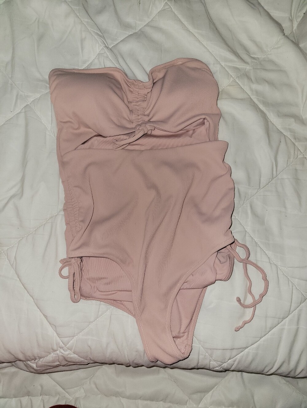 Strapless One-Piece Swimsuit in Light Pink